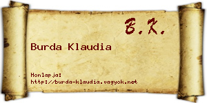 Burda Klaudia névjegykártya